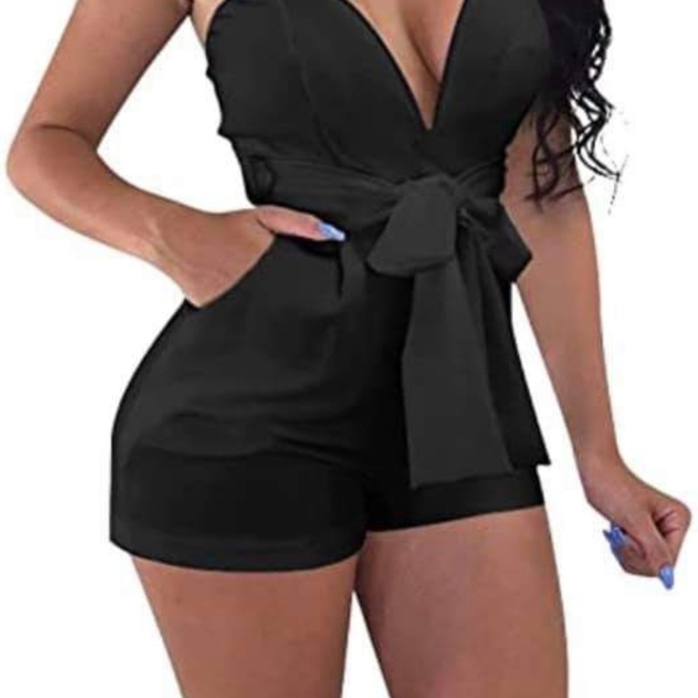 Sleeveless Tulip Top Romper w/ Belt (NWOT)